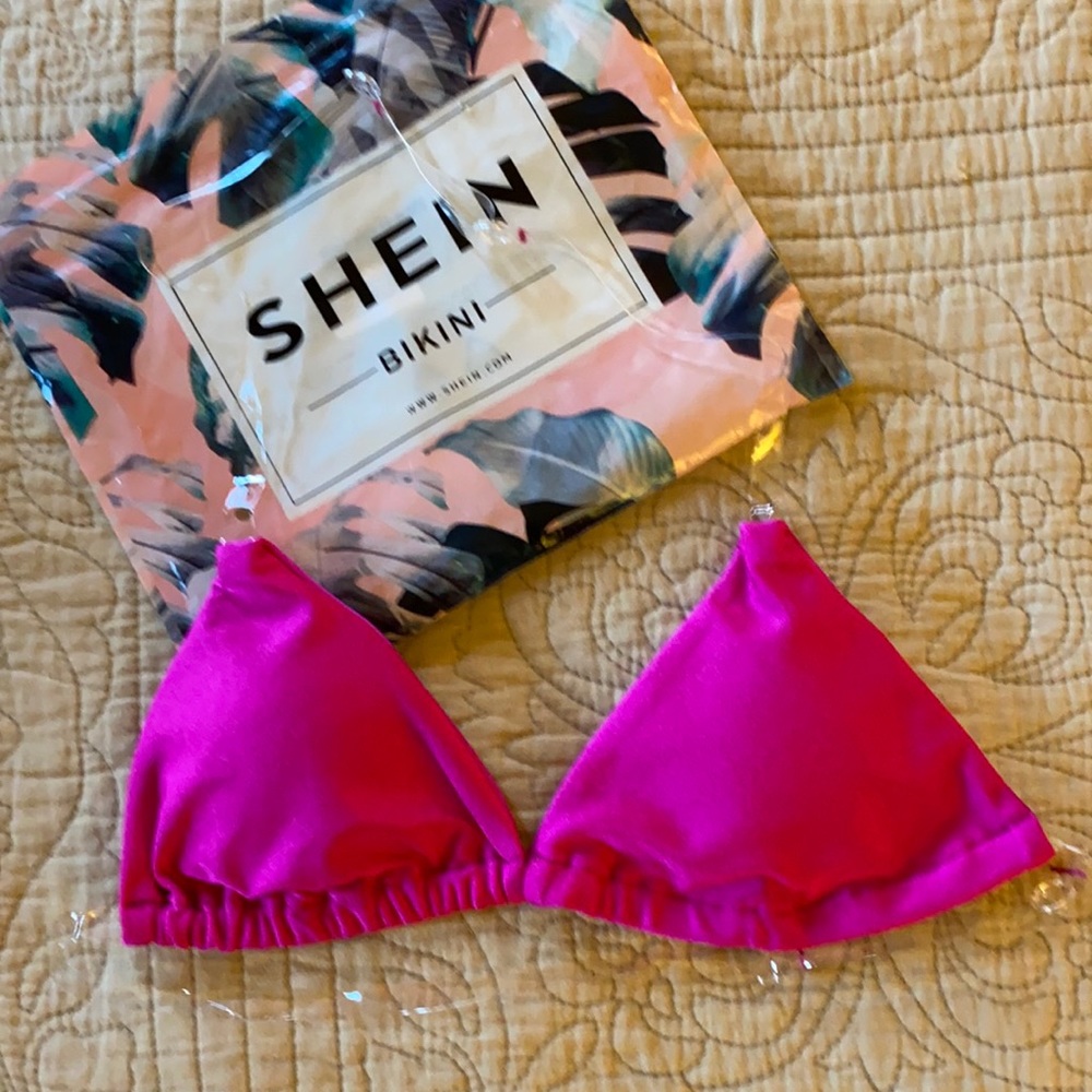 Shein new bikini top with clear straps. Size small